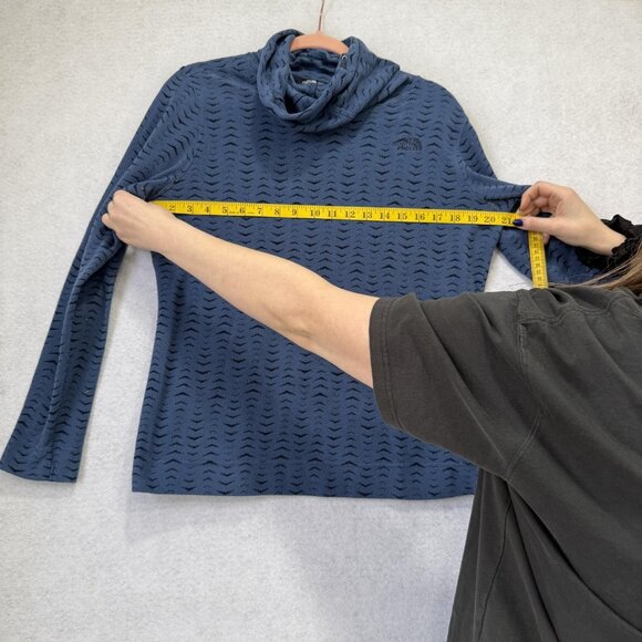 The North Face Sweater Womens Large Blue Cowl Neck Fleece Pullover Textured - Picture 4 of 6